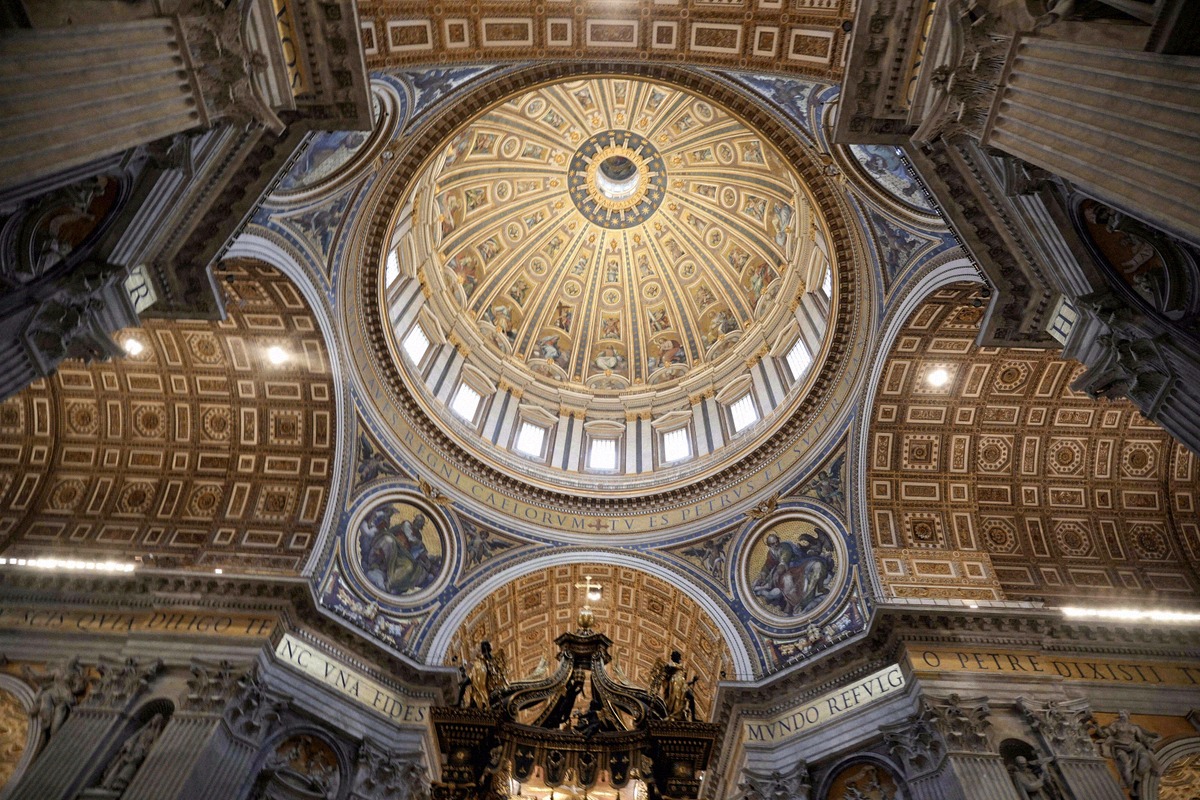 The dome of St Peter's Basilica seen from close by.